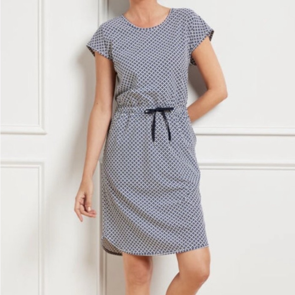 T by Talbots blue and white stretch dress NWT XL